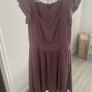 torrid Dusty Mauve Ruffle Sleeve Scoop Neck Midi Dress